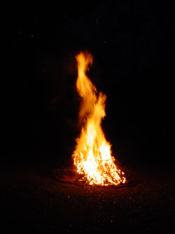 A large gypsy fire at night
